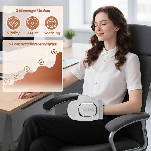 Hand Massager with Heat and Compression,Full-Hand and Wrist Coverage | Cordless Hand Massager, 3 Massage 3 Temperatures 5 Compression Models for Women Men Wrist Palm Finger Fathers Day Dad Gifts